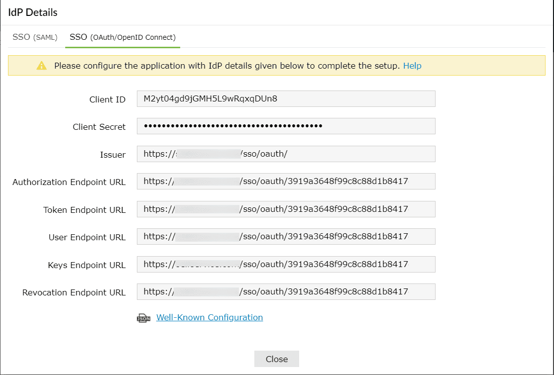 Détails IdP pour Okta dans ADSelfService Plus