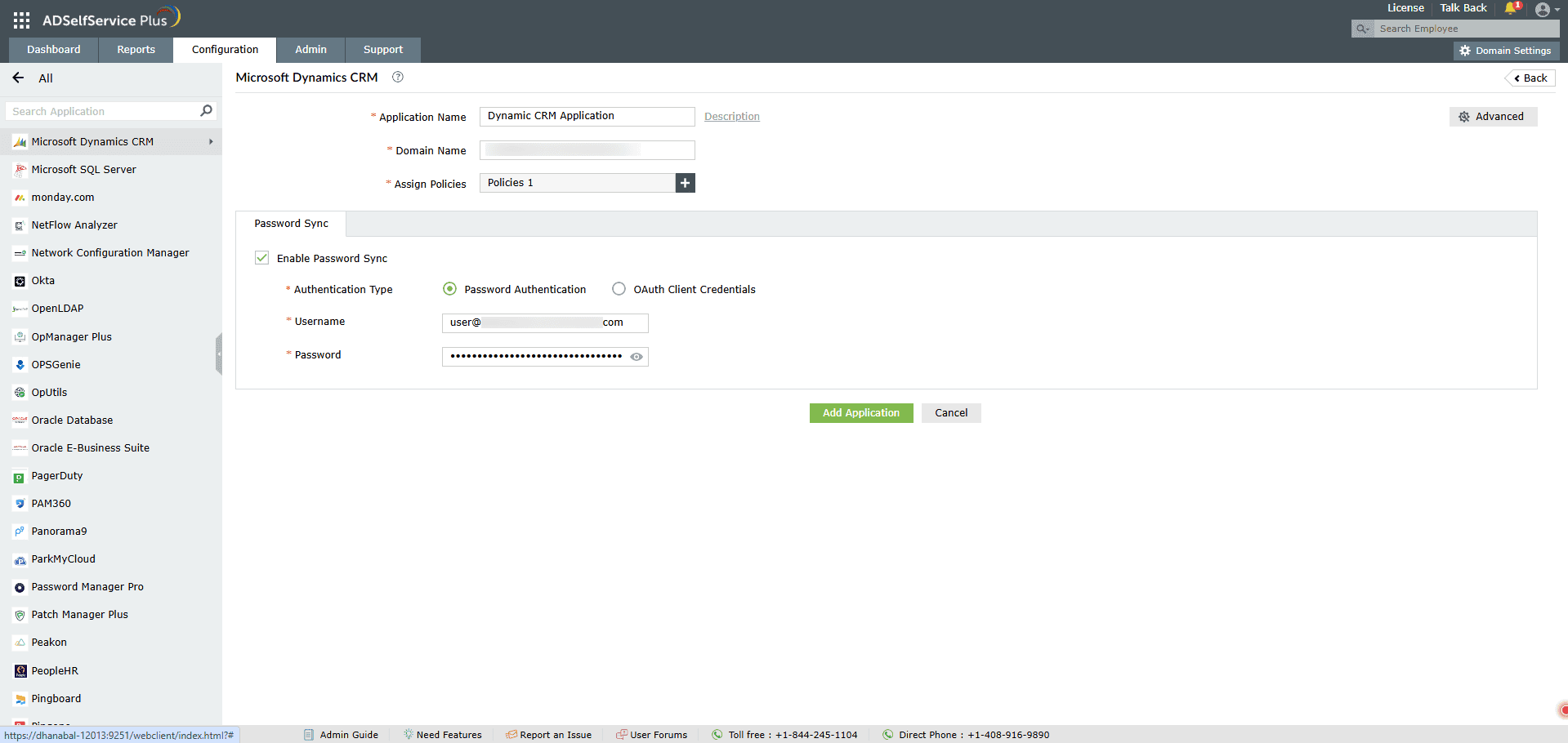 Synchronisation des mots de passe avec Microsoft Dynamics CRM