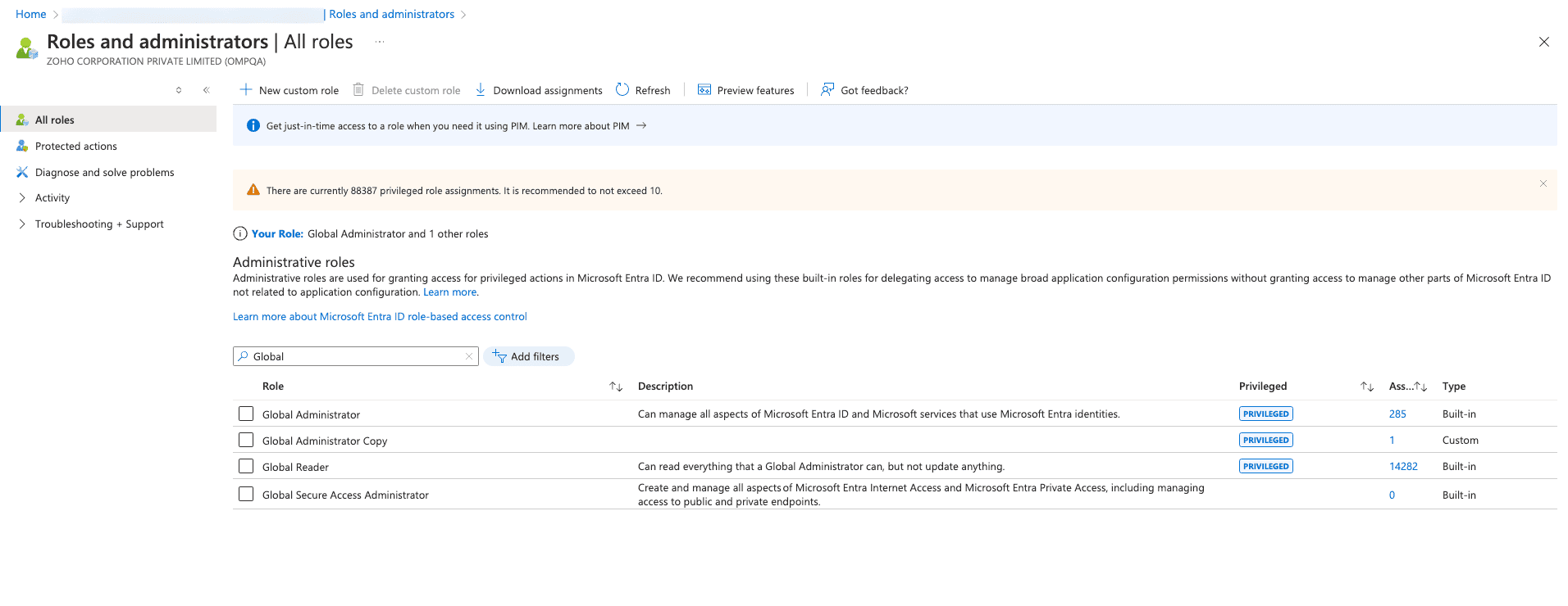Vue d’ensemble des rôles et privilèges d’administrateur pour l’application Azure de synchronisation du mot de passe OAuth