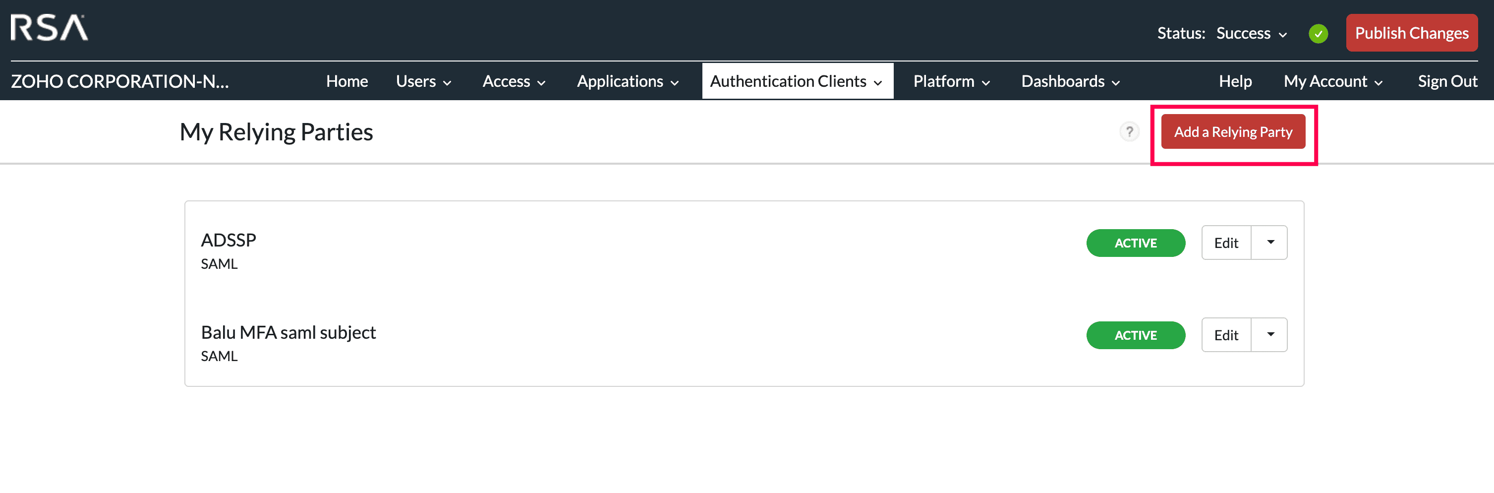 Configuration d'un authentificateur personnalisé dans RSA Cloud