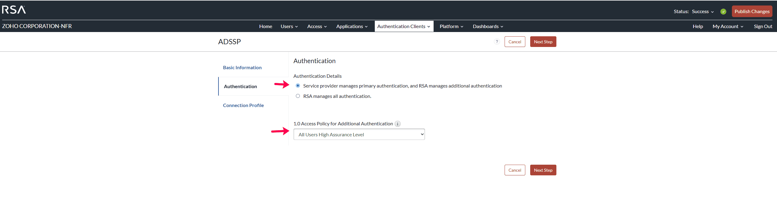 Configuration d'un authentificateur personnalisé dans RSA Cloud