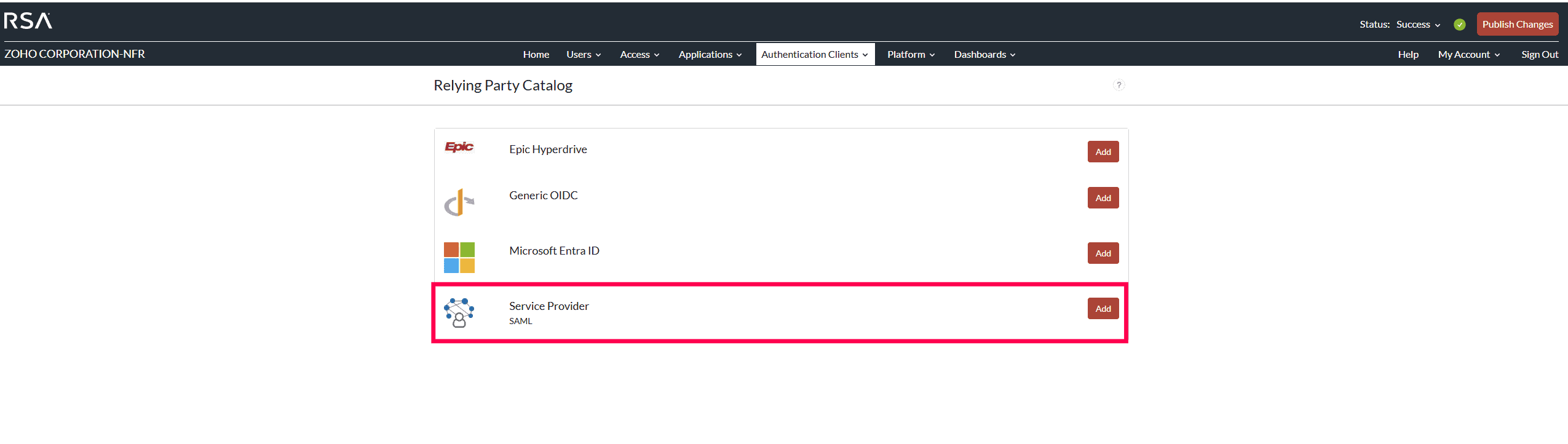 Configuration d'un authentificateur personnalisé dans RSA Cloud