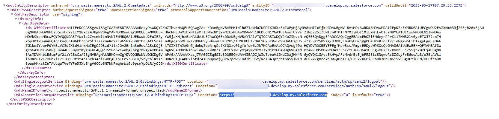 Copie de l’URL ACS Salesforce pour ADSelfService Plus