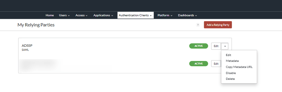 Configuration SP enregistrée pour RSA Cloud en tant qu'authentificateur SAML dans ADSelfService Plus