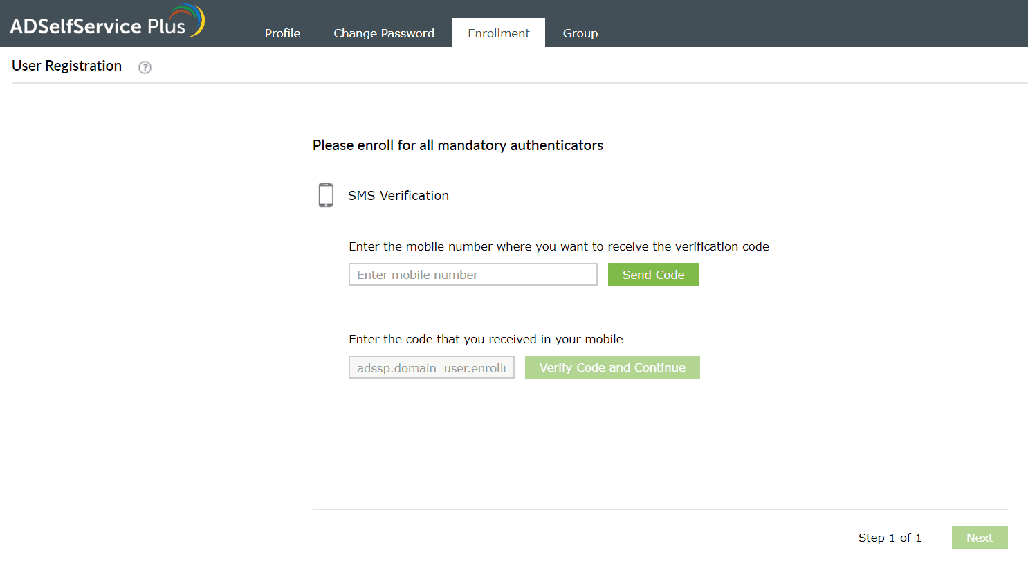 Inscription à l'authentificateur SMS d'ADSelfService Plus