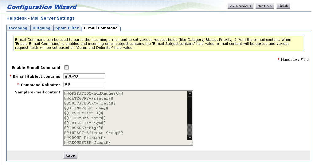 Logiciel de ticket par courrier électronique Email du centre de