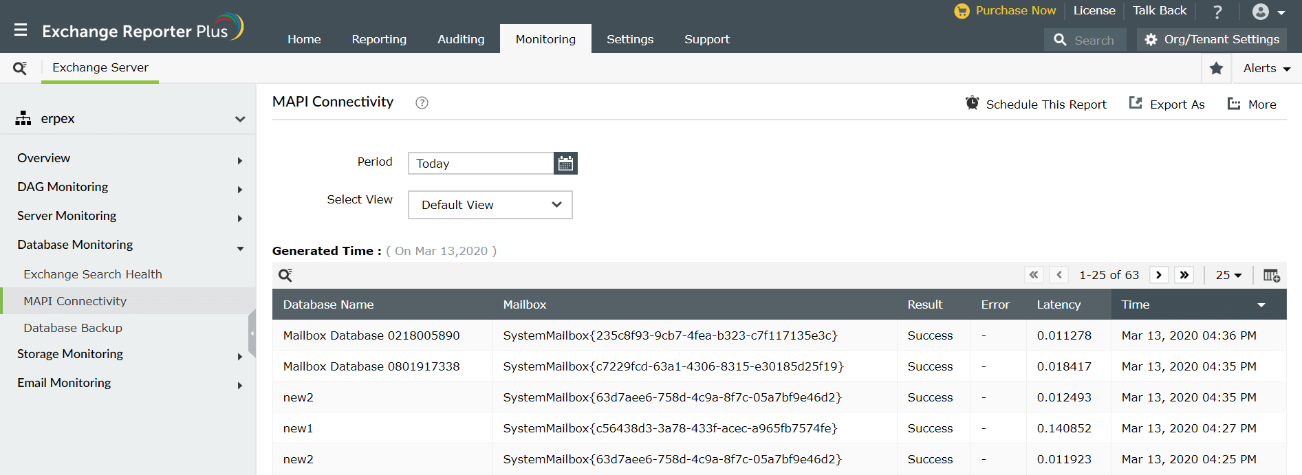 Rapports de Surveillance des Bases de Données Exchange : Exchange ...