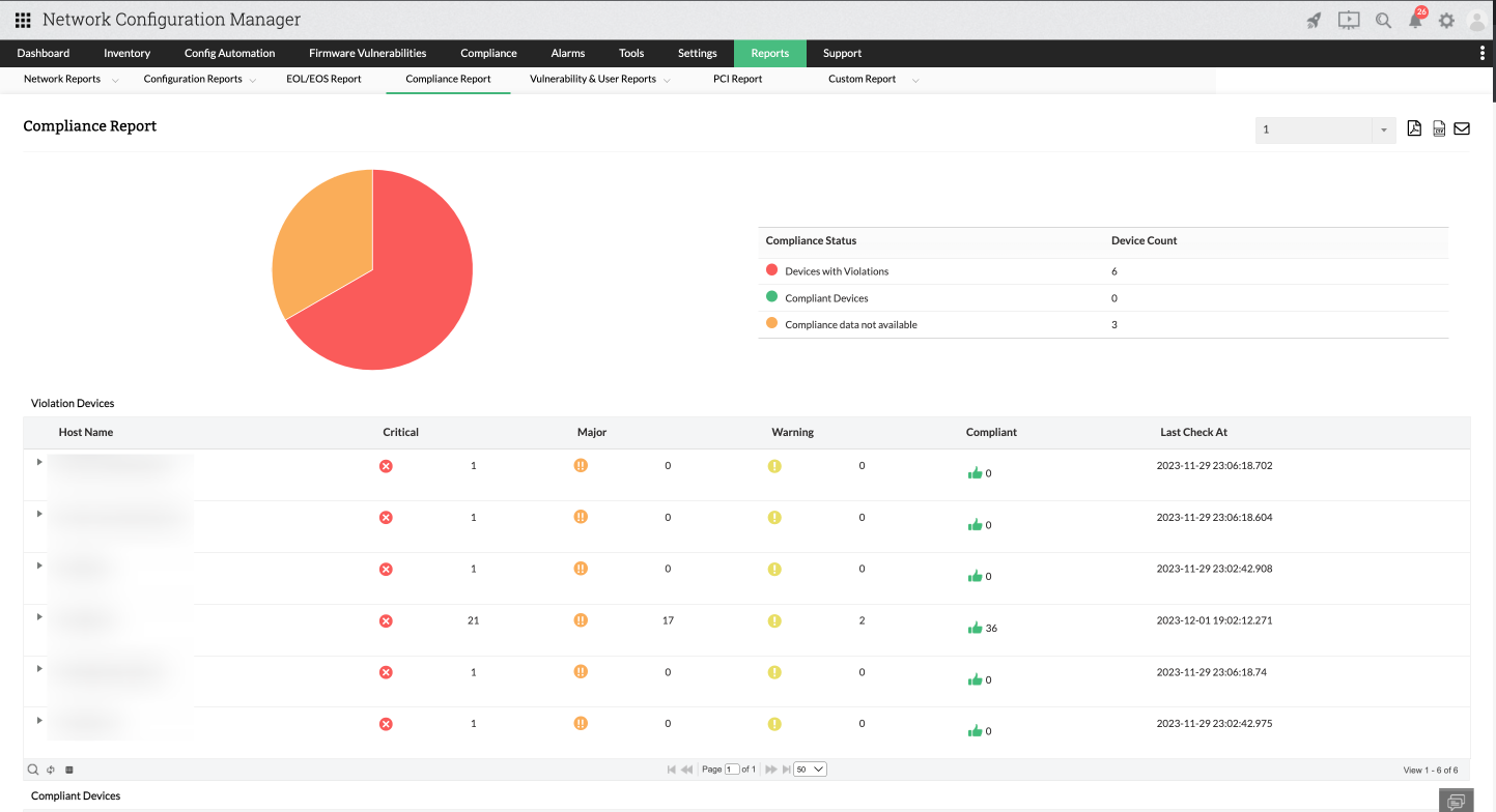 Critères CIS et conformité - ManageEngine Network Configuration Manager