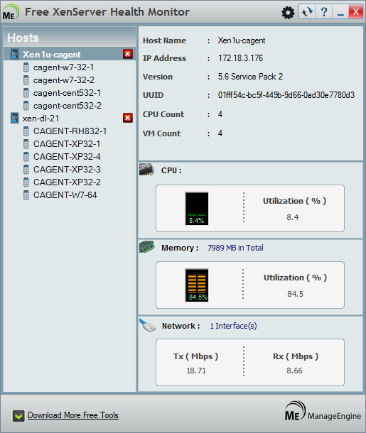 ManageEngine Free XenServer Health Monitor Tool screenshot