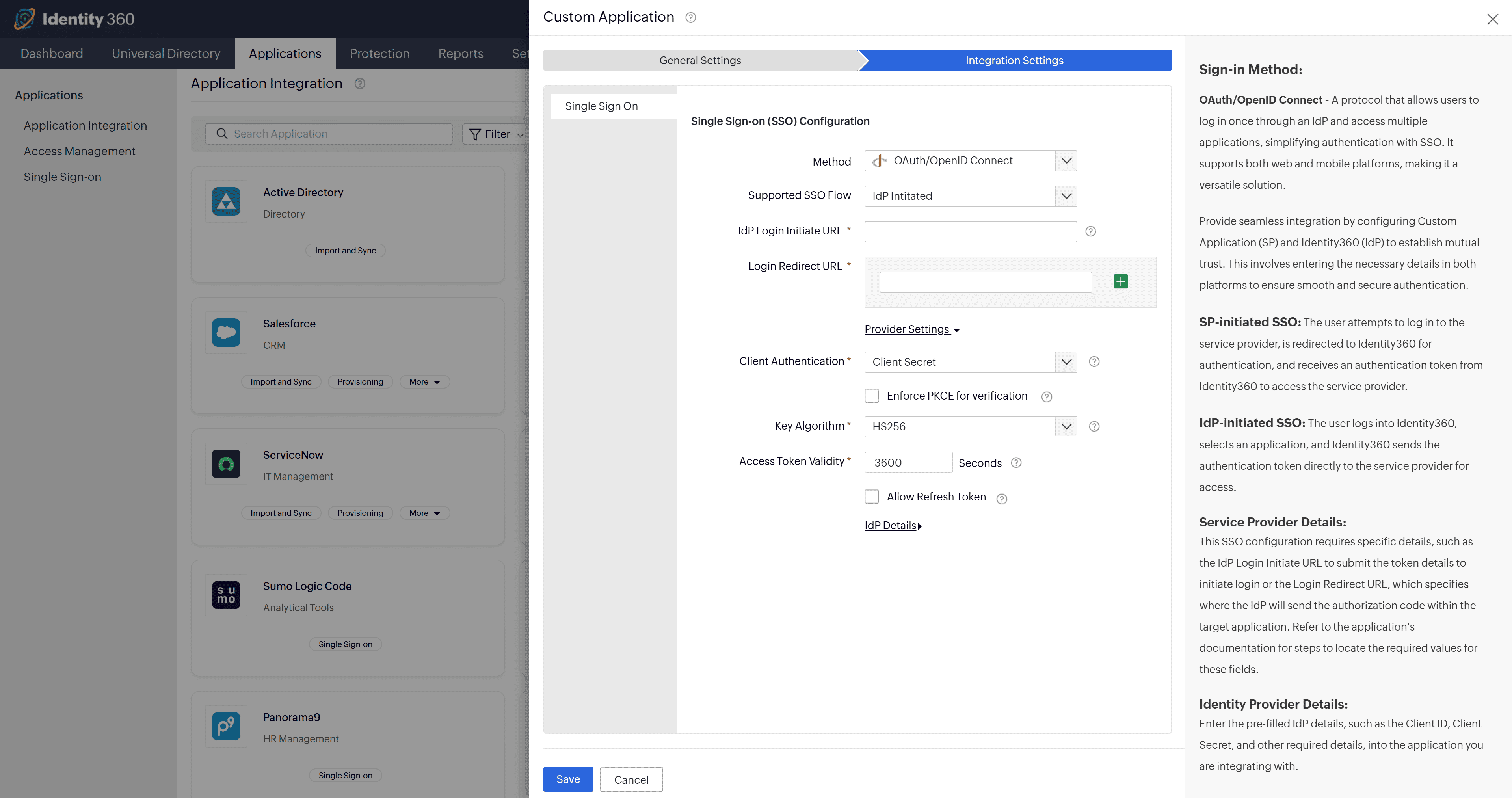 The OAuth/OpenID Connect SSO configuration with the provider settings expanded.