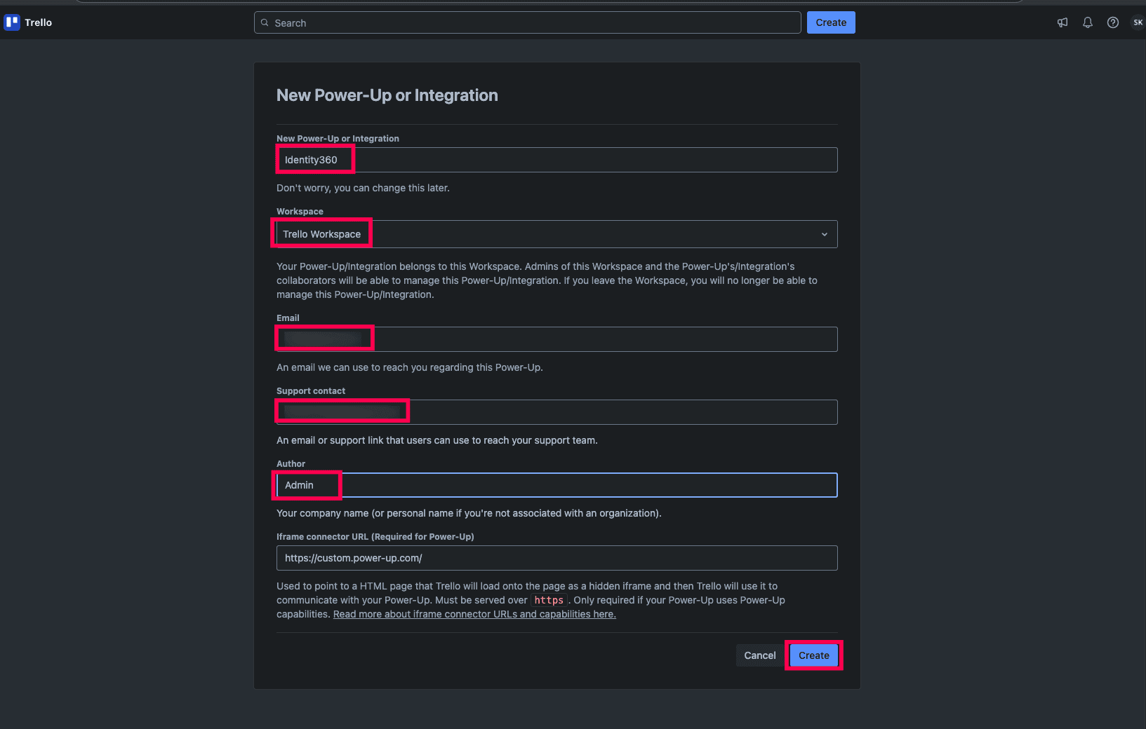 Configuring Trello integration.