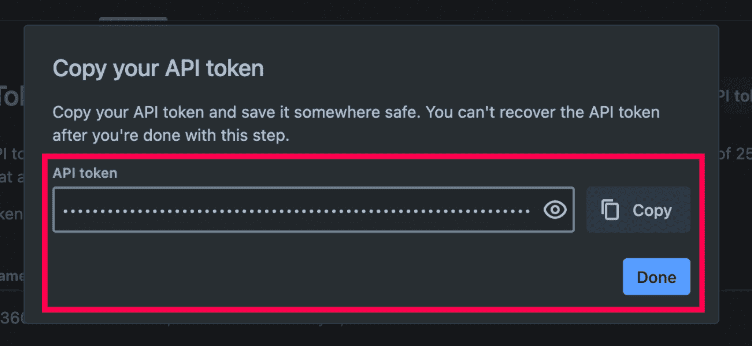Copying API Token in the Atlassian portal.