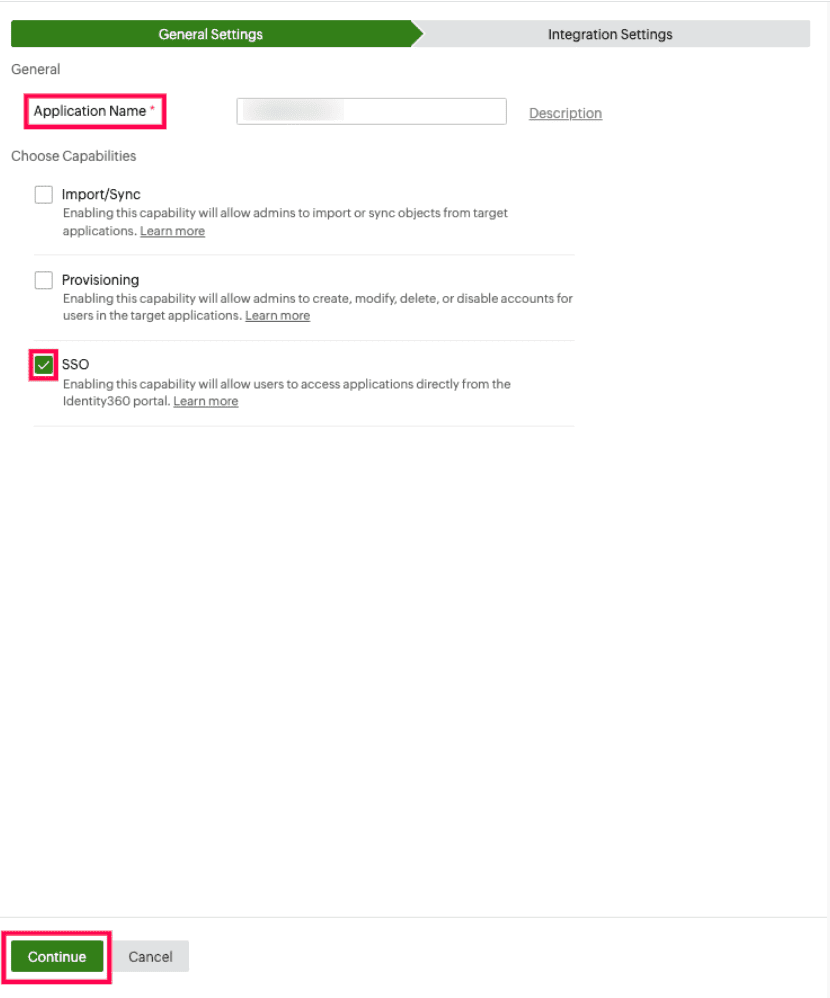 Identity360 application configuration General Settings