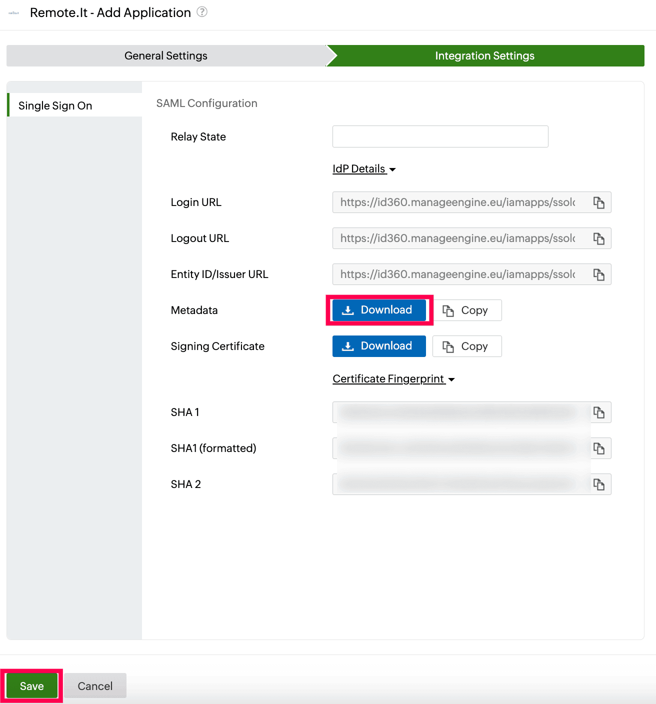 Identity360 application configuration