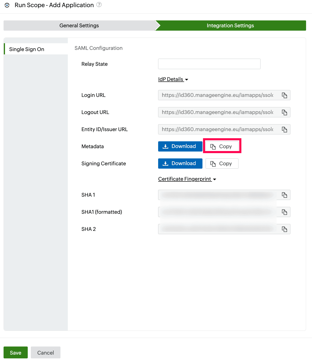 Identity360 application configuration