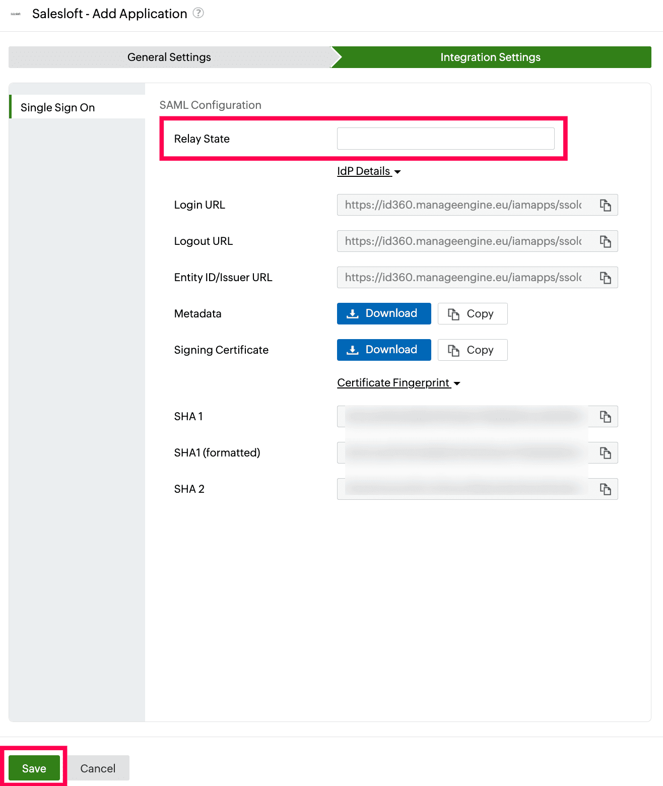 Identity360 application configuration