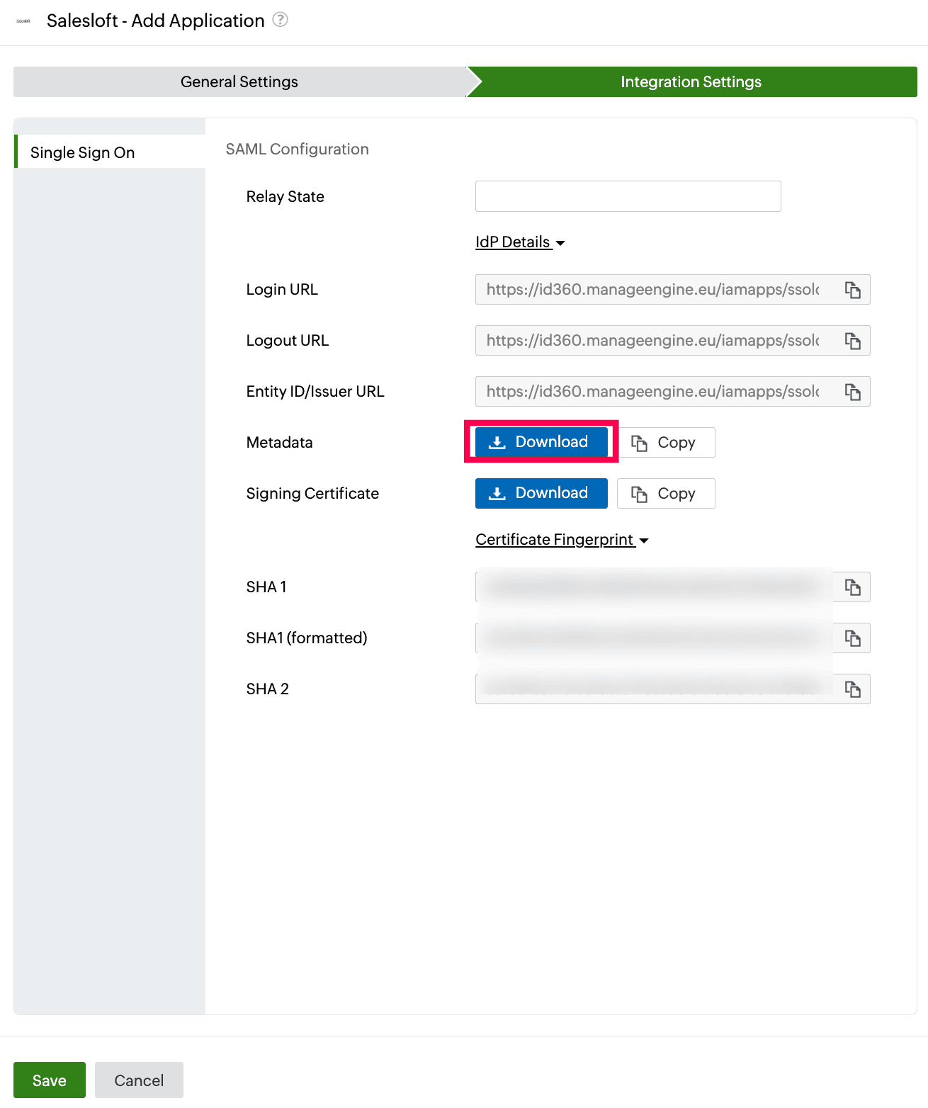 Identity360 application configuration