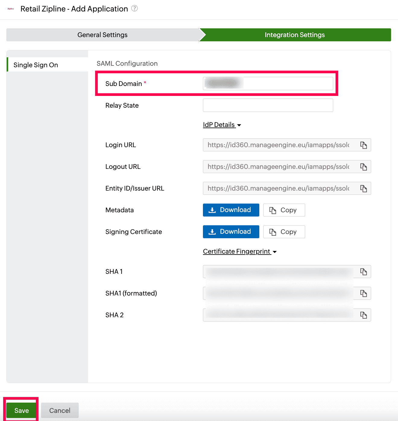 Identity360 application configuration