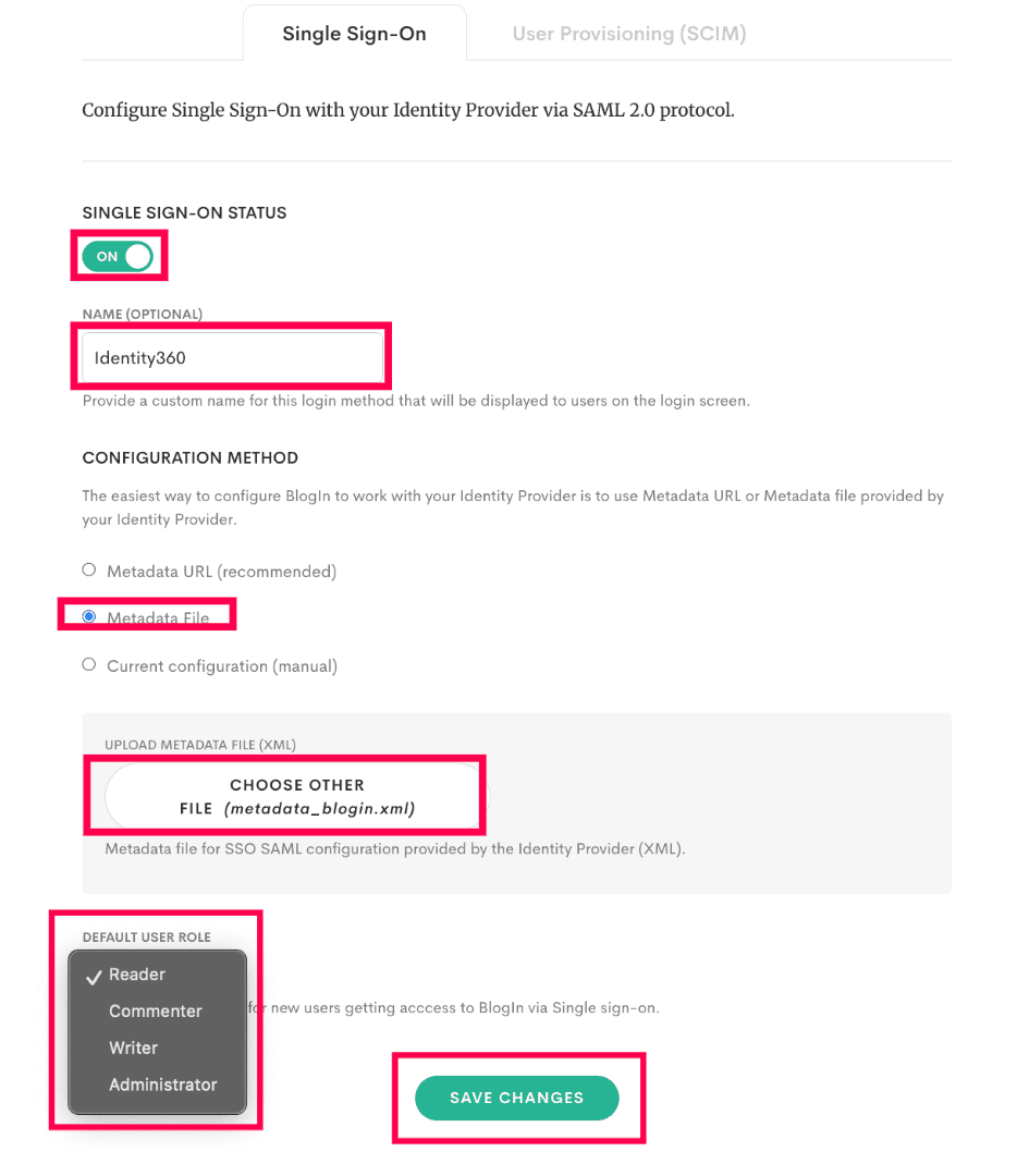 Metadata file upload in BlogIn