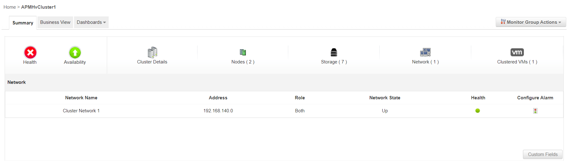 Hyper-V Cluster Network Hyper-V Cluster Monitoring Services - Manageengine Applications Manager