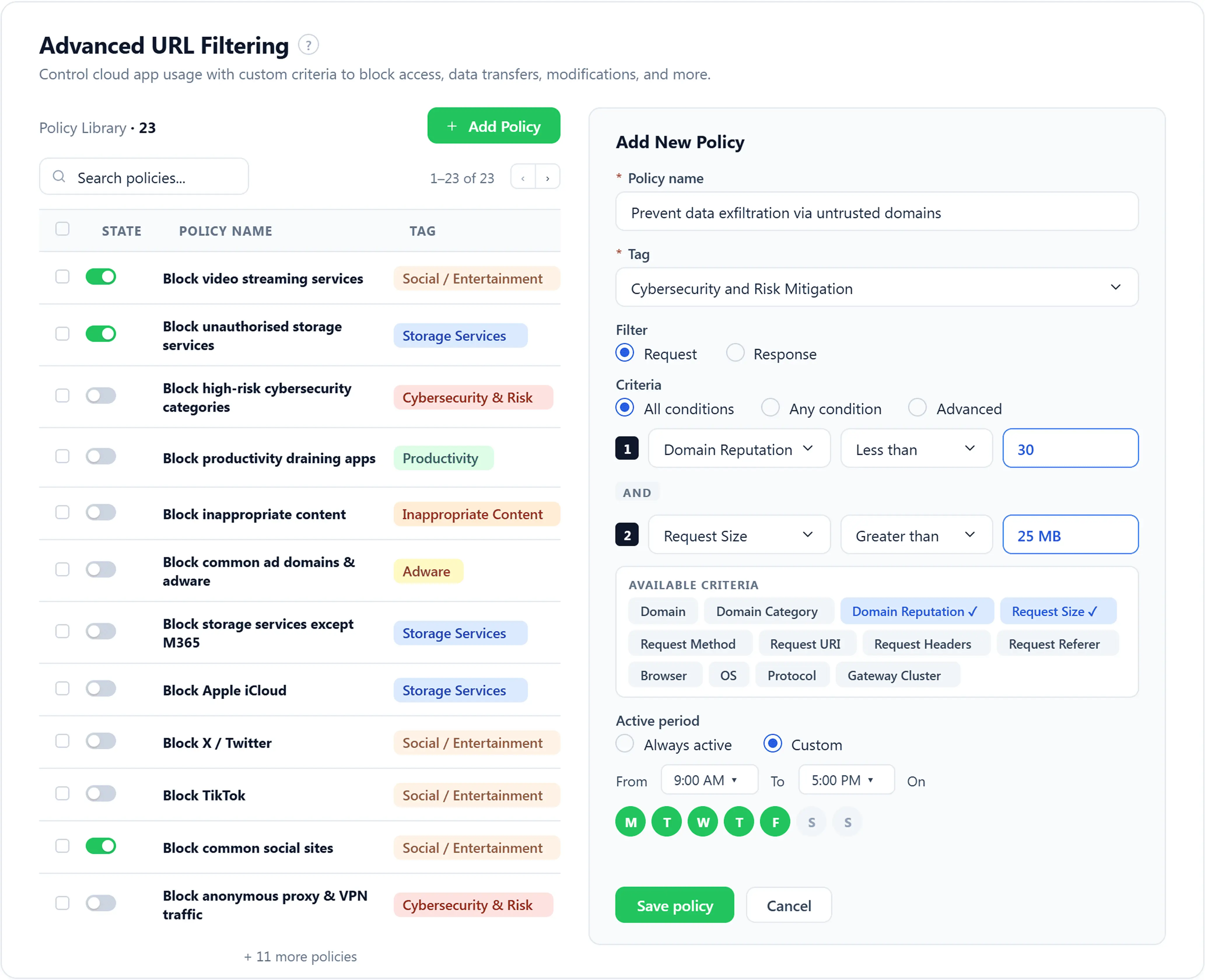 Advanced URL filtering