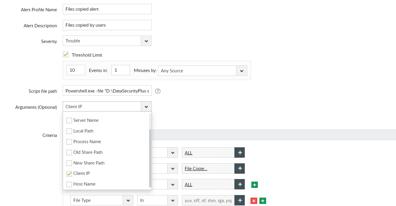 How to set alerts ManageEngine DataSecurity Plus