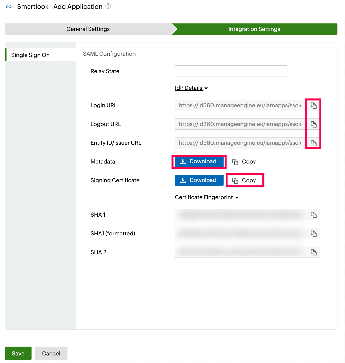 Identity360 application configuration