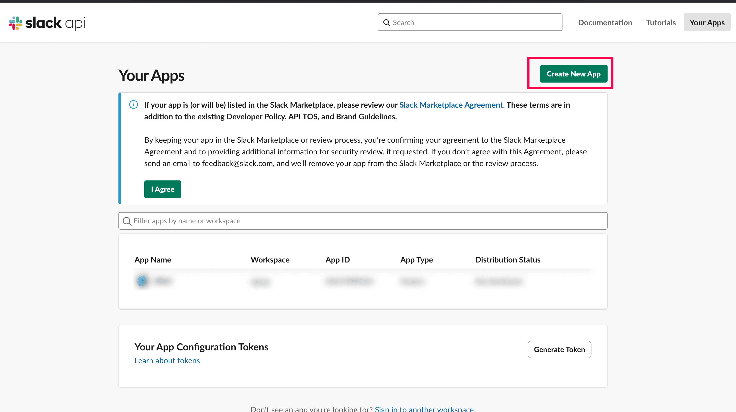 Slack's OAuth portal.