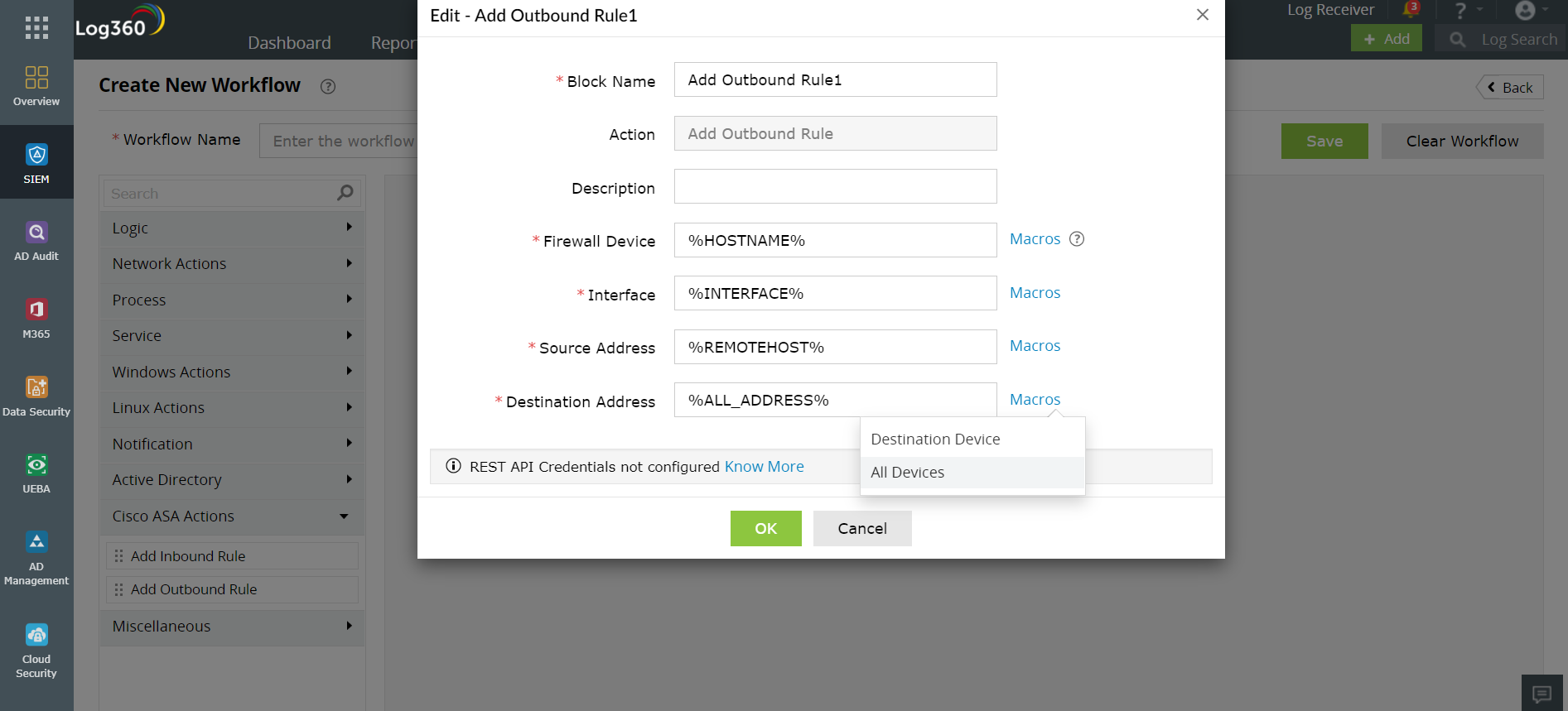 Configuring outbound rules using Log360