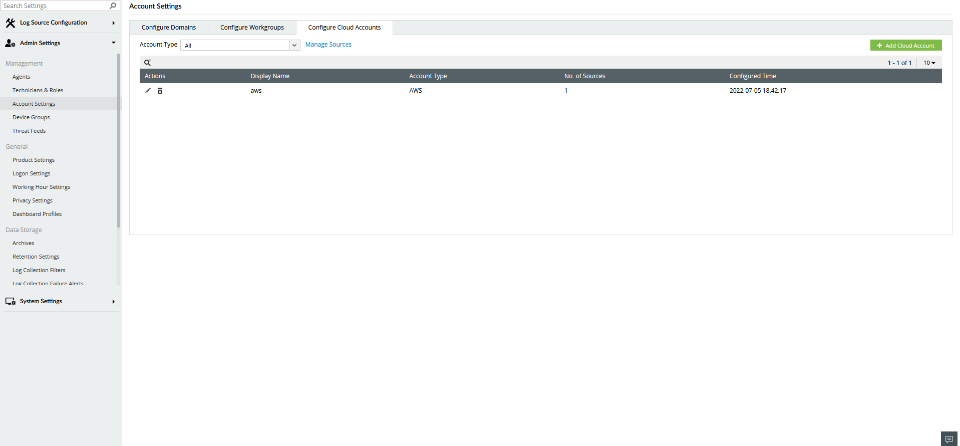 Cloud accounts