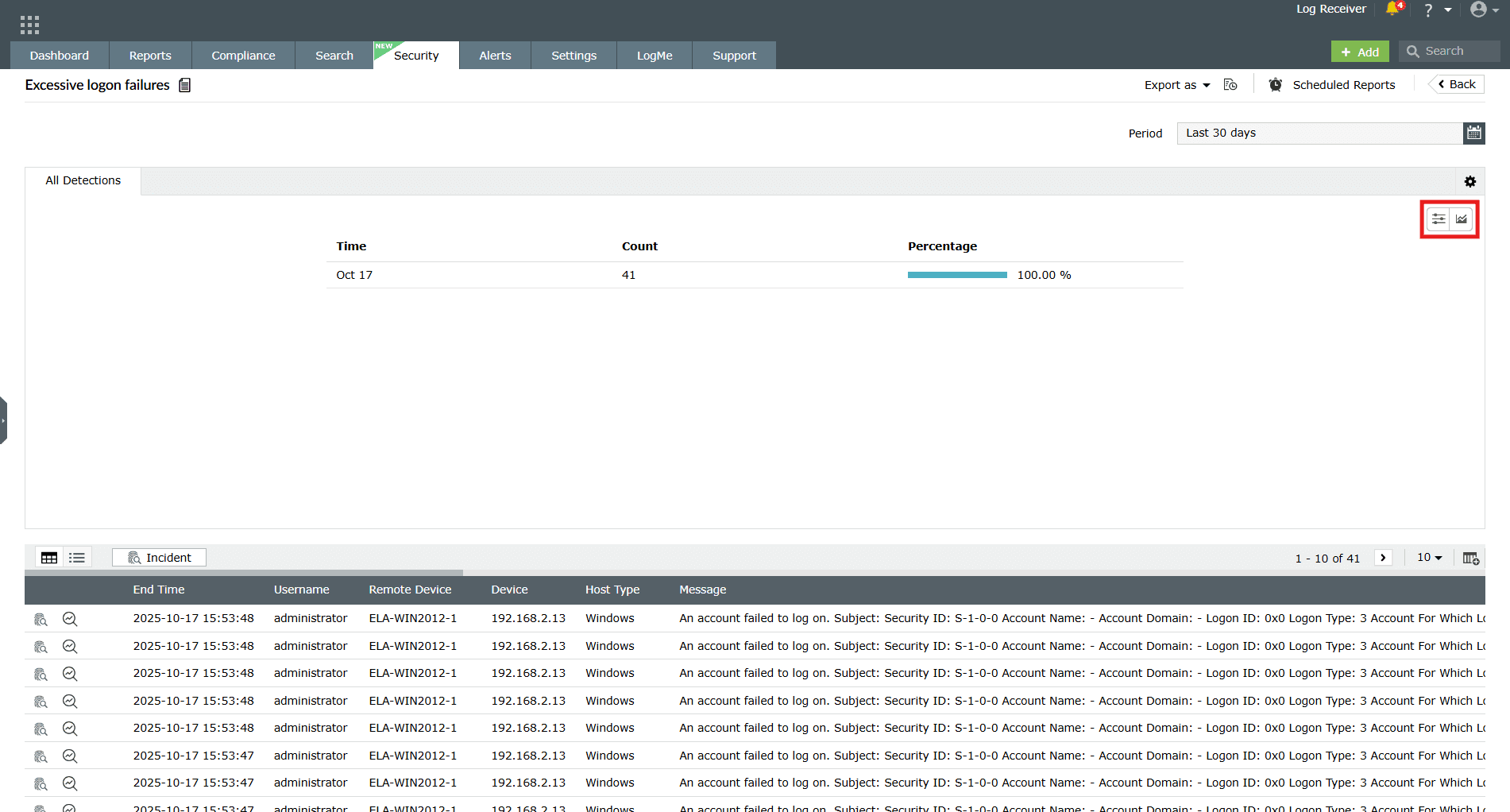 Rule detection details columns in the manage rules module