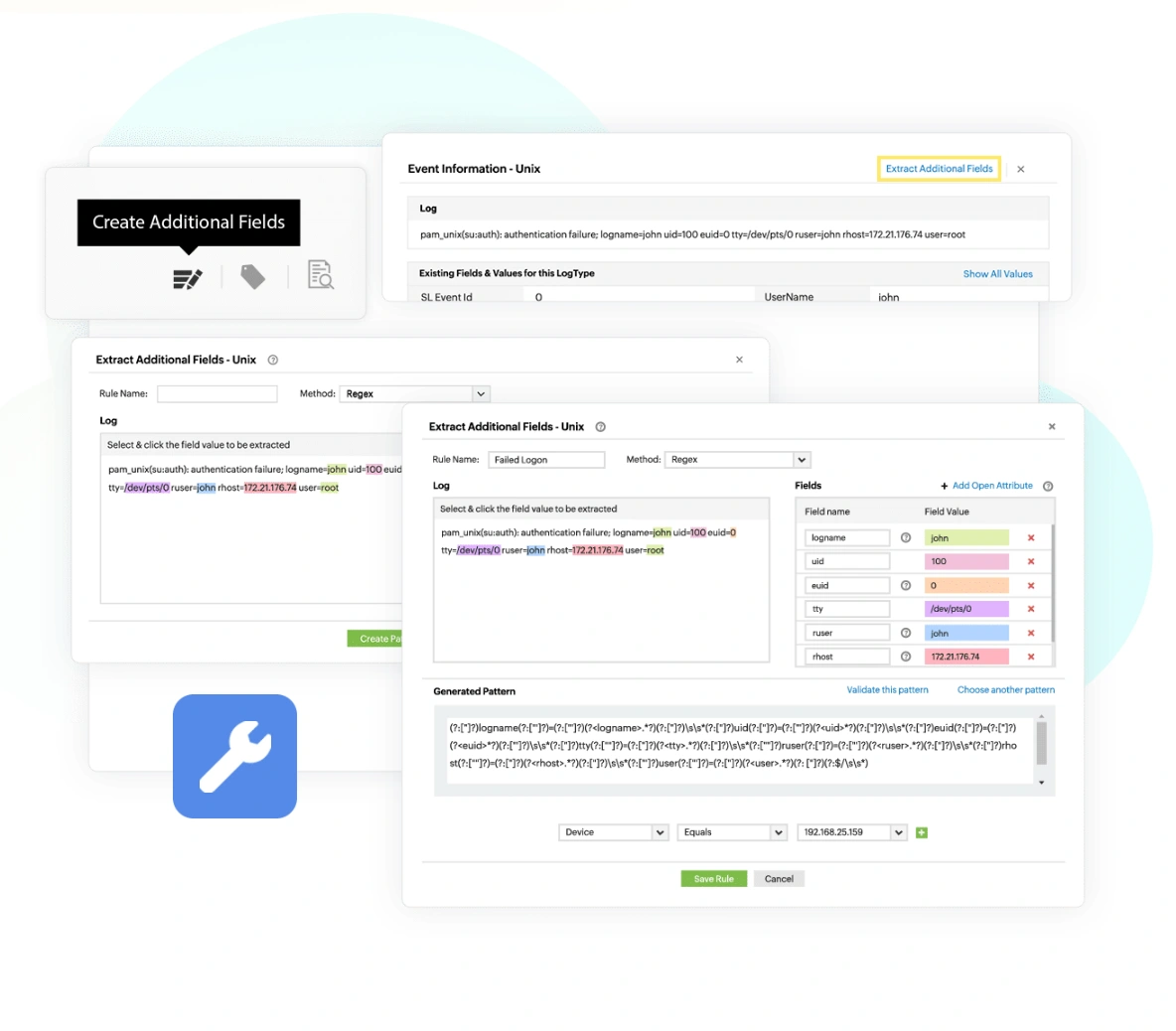 Custom log parsing