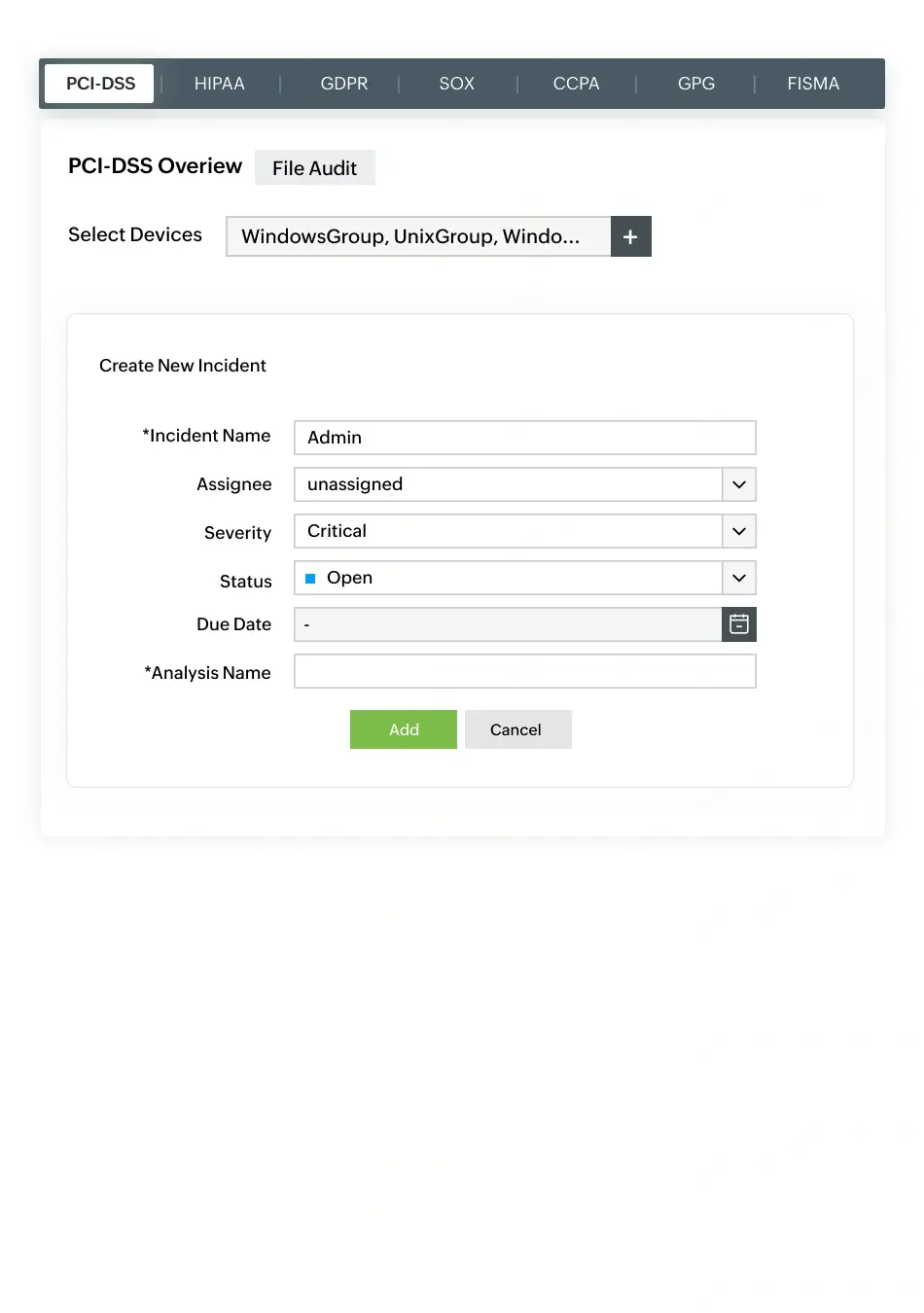 EventLog Analyzer - Events Dashboard