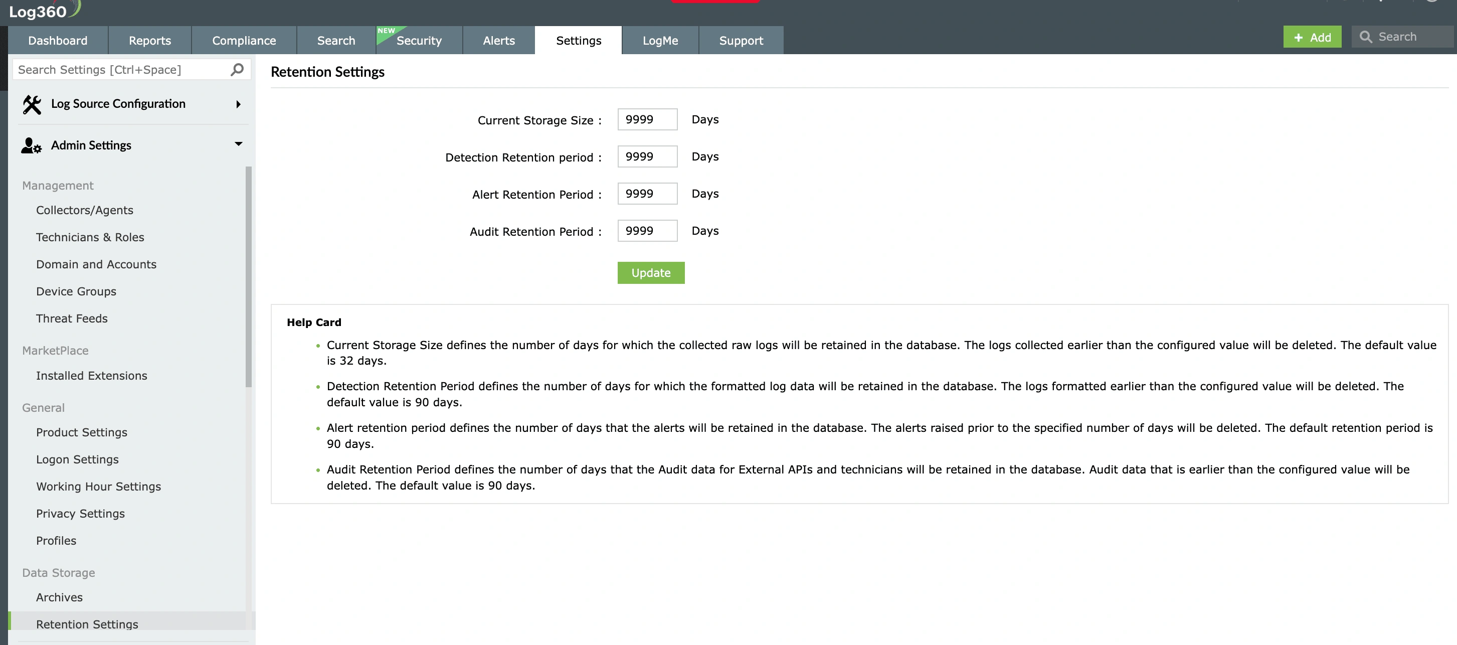 Tamperproof log archival using Log360