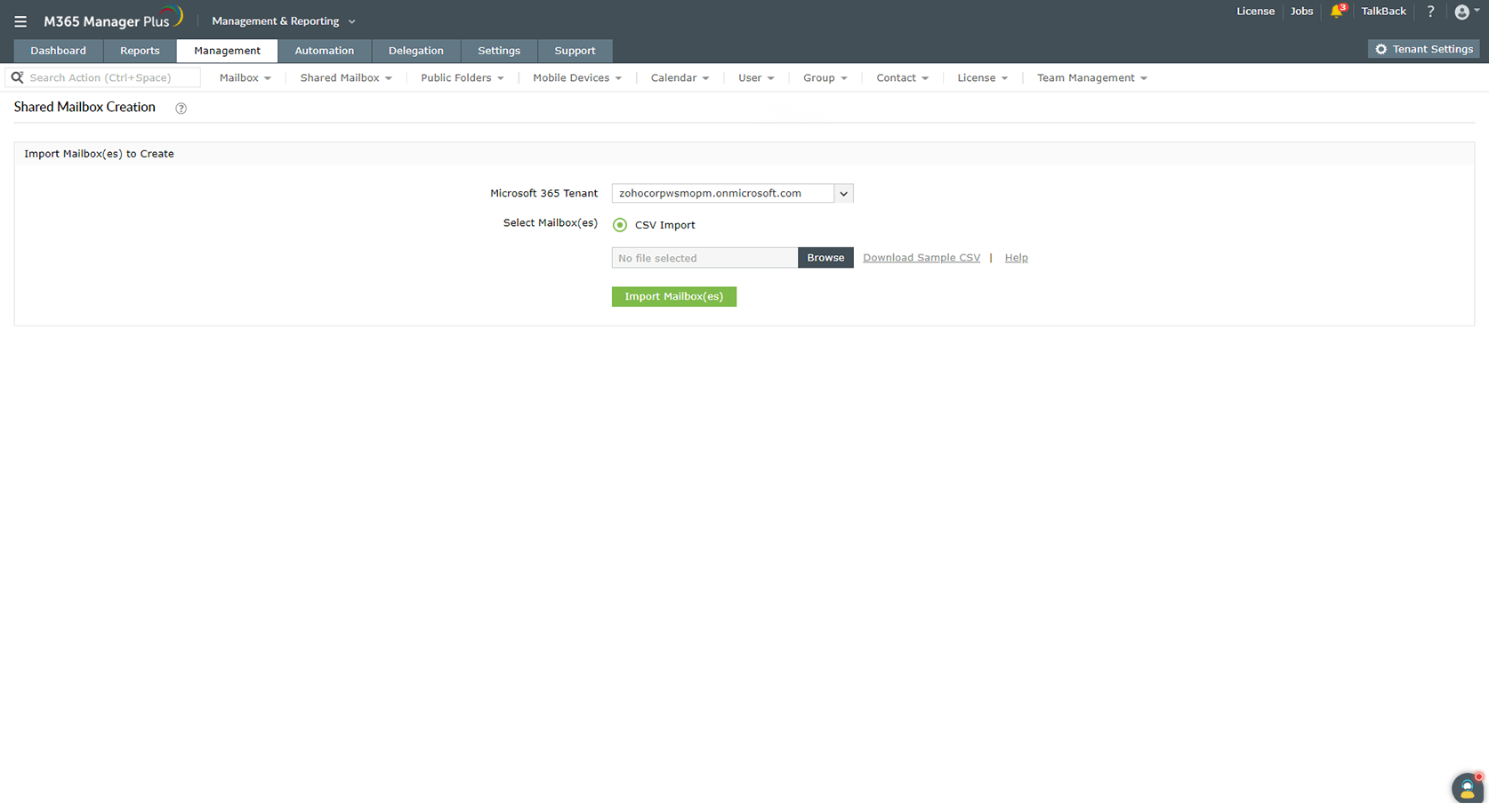 Create shared mailboxes in bulk