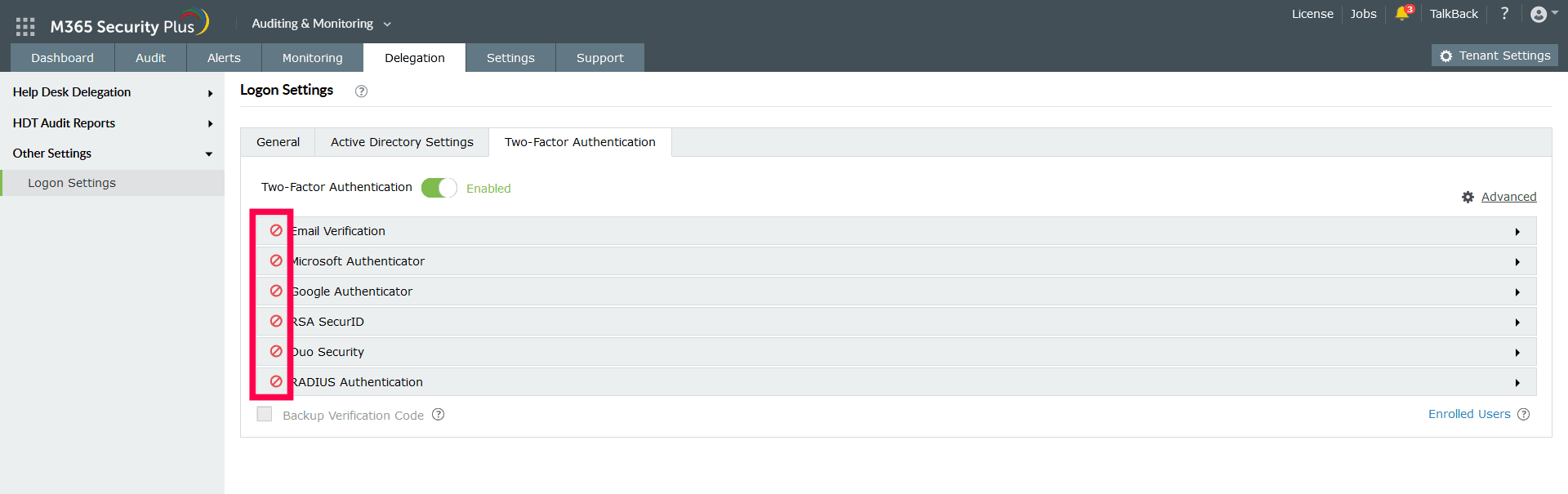 Setting up Two-Factor Authentication