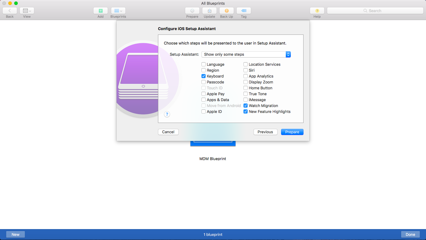 Configuring iOS Setup Assistant on Apple Configurator 2