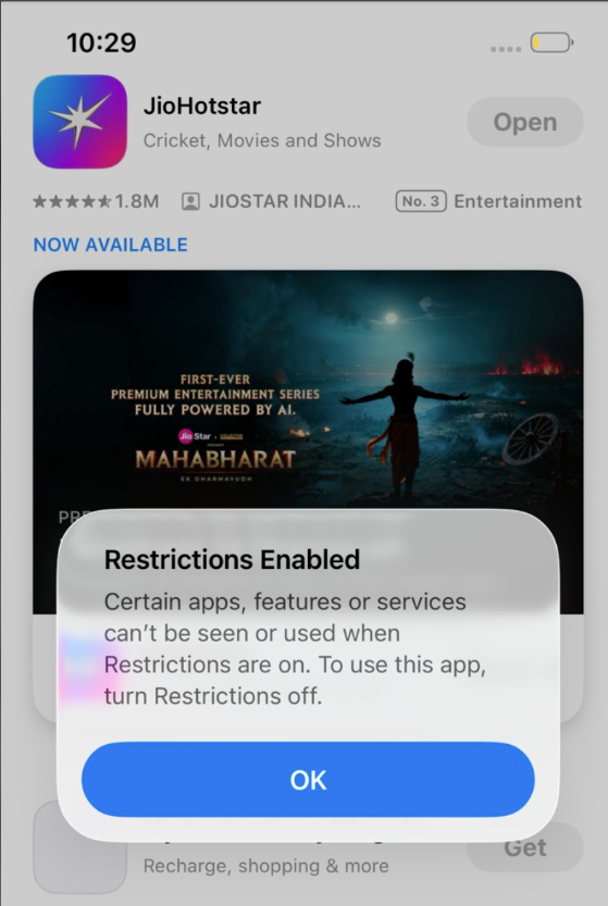Blocklisted app behavior on supervised iOS devices