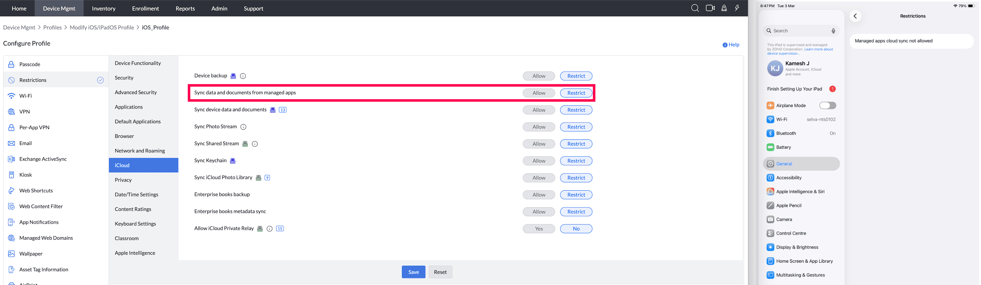 Sync data & documents from managed apps