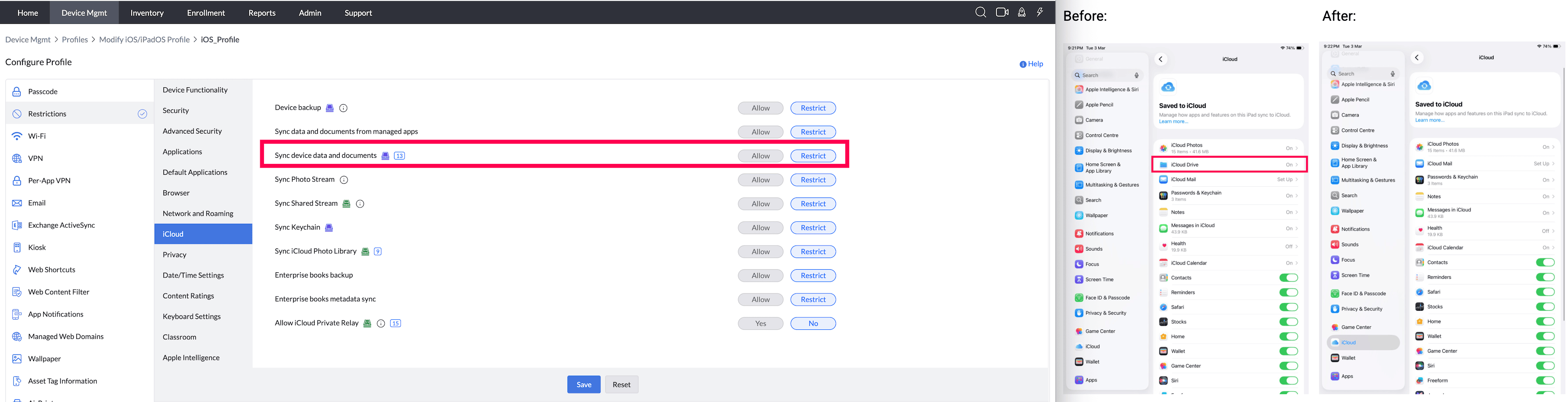 Sync device data & documents