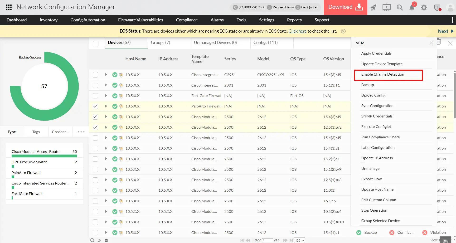 Configuration backups - ManageEngine Network Configuration Manager
