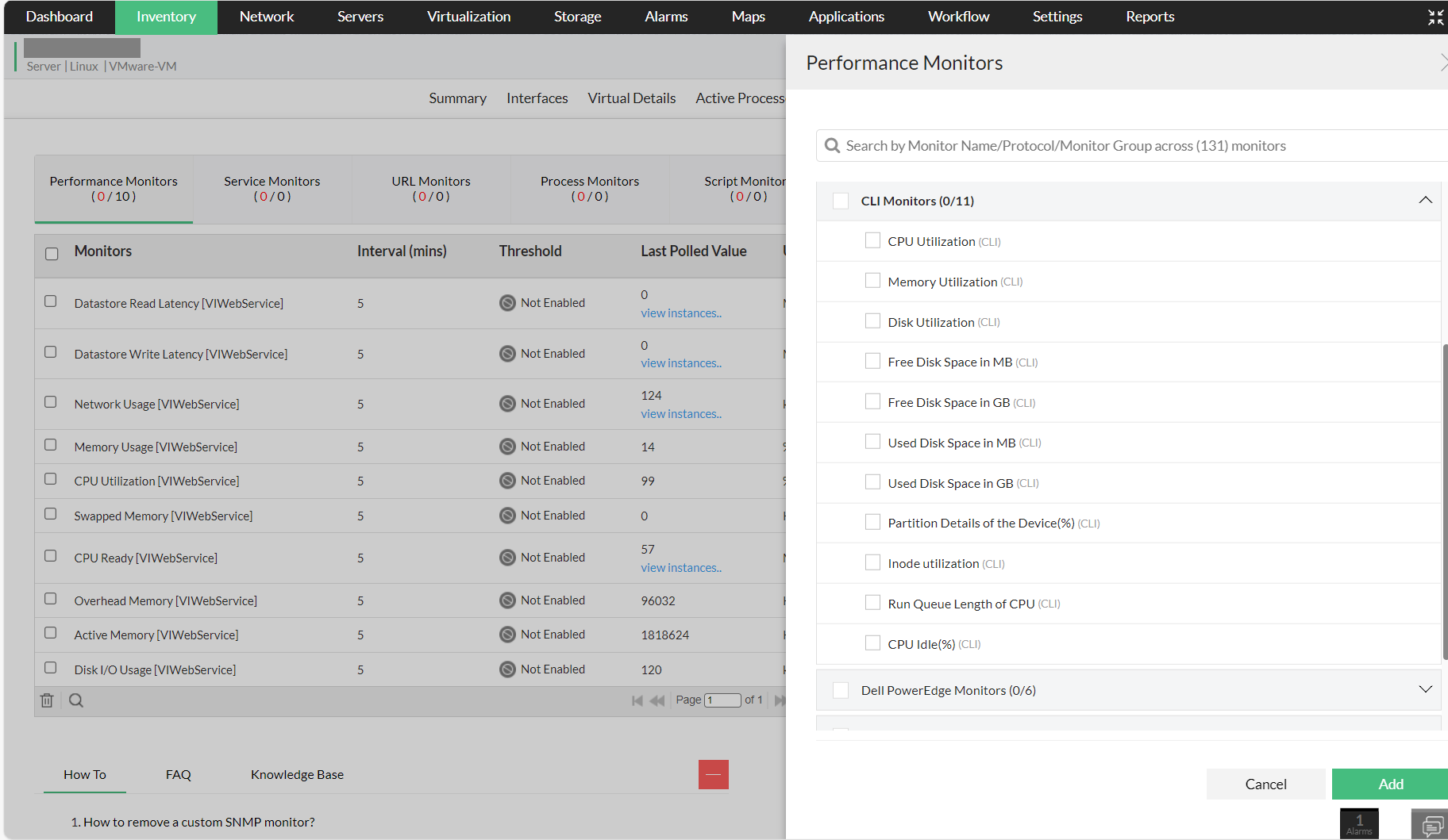 Associating CLI monitors from device snapshot page in OpManager