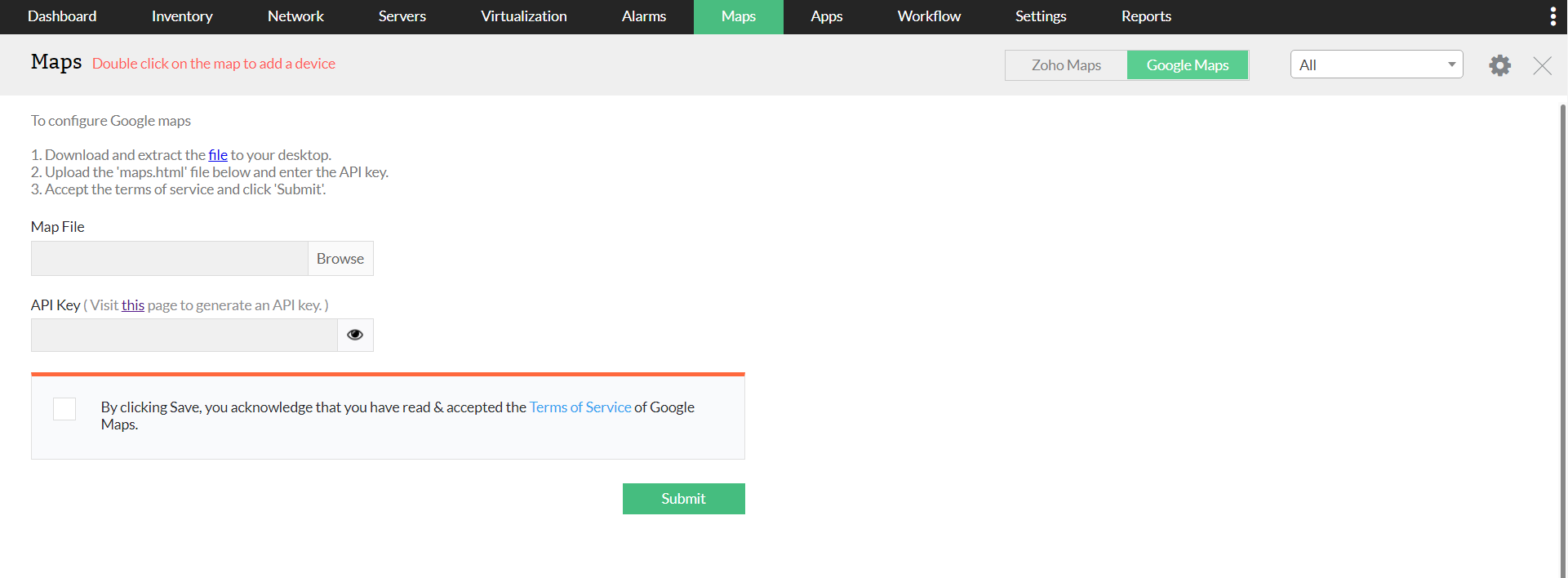 Troubleshooting google maps in OpManager: How do I troubleshoot these issues?