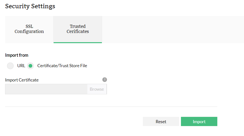 Importing Trusted Certificates in OpManager: Certificate selection