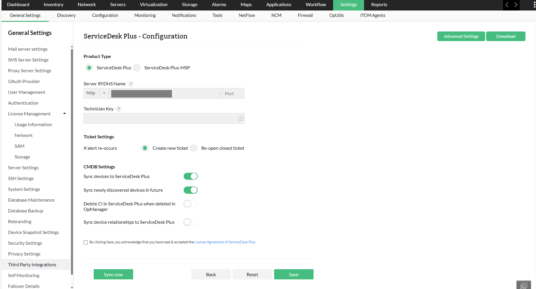 Syncing layer2 relationships from OpManager to SDP