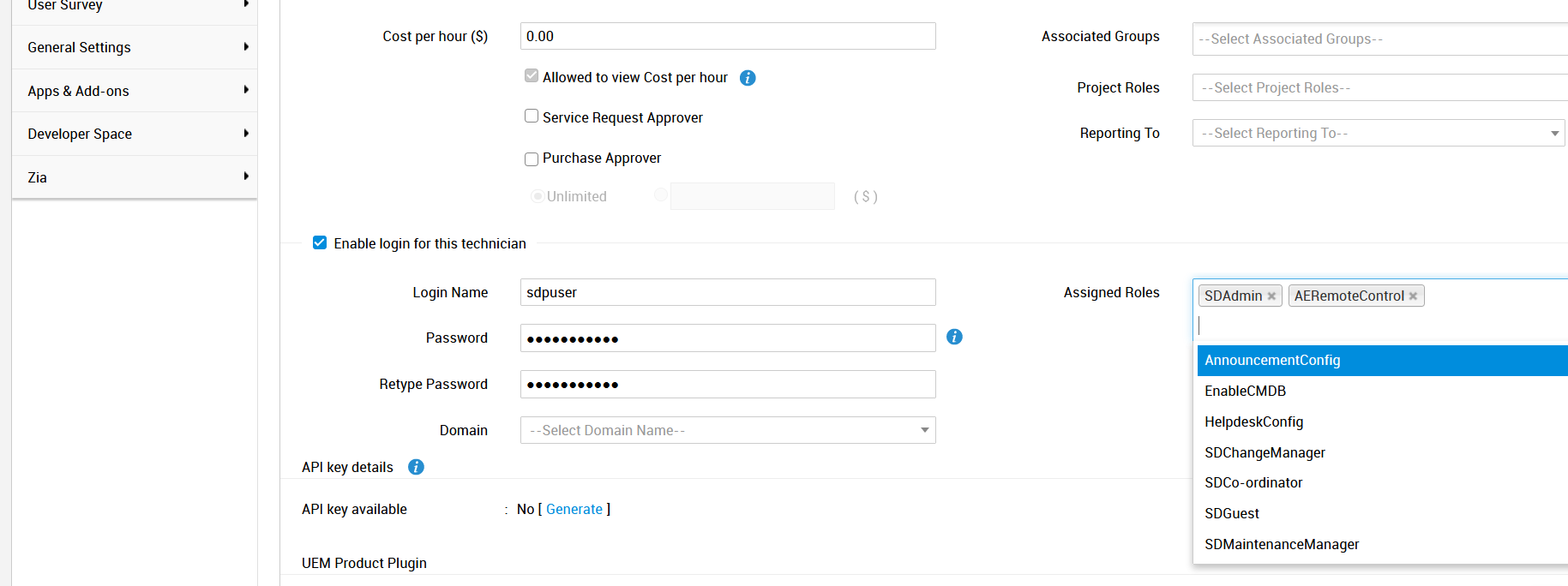 Create a technician account with admin rights