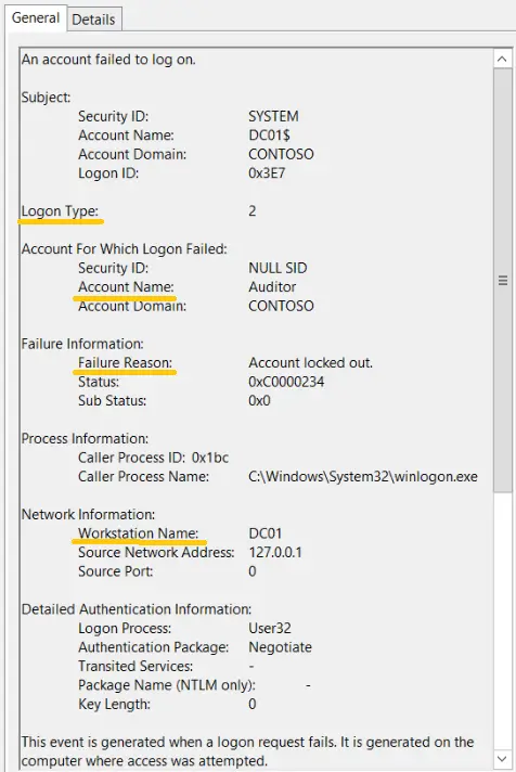 Windows Event ID 4625