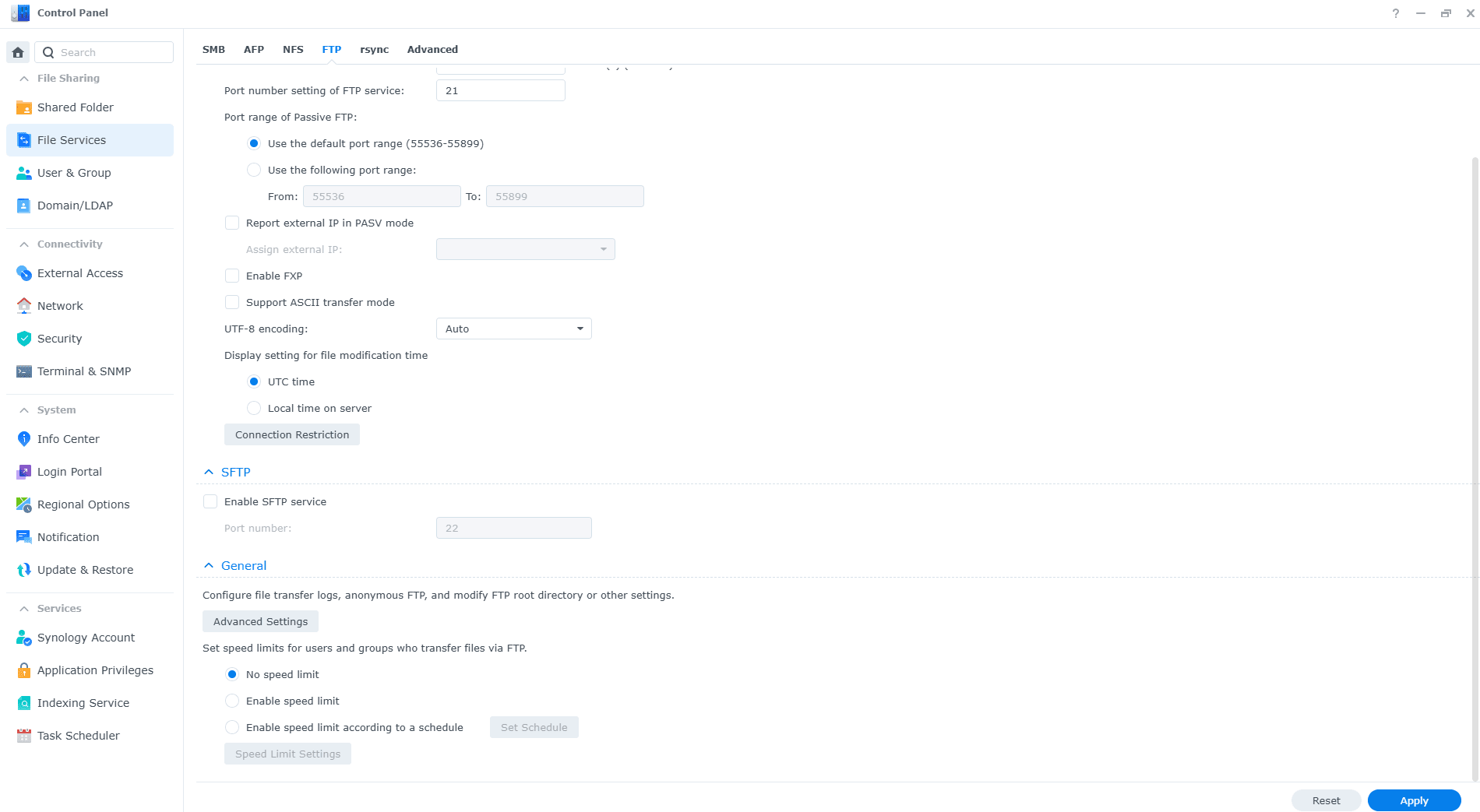 File Services - FTP protocol