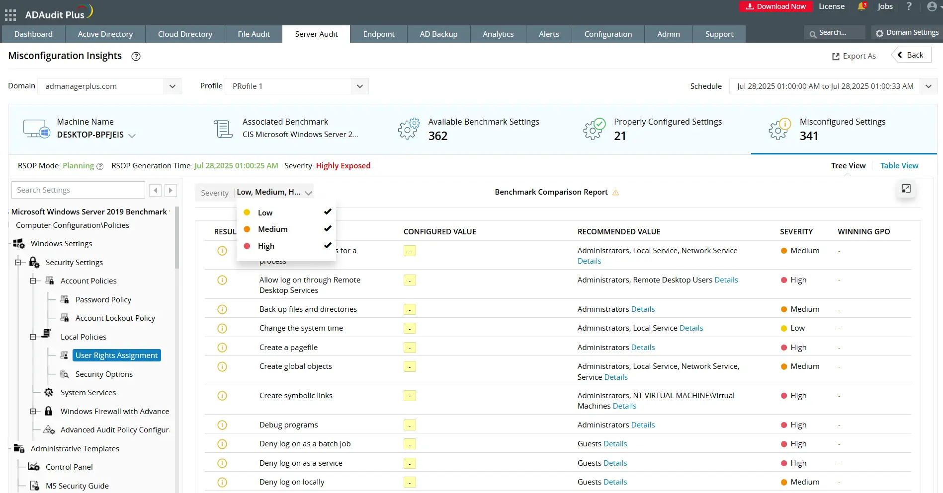 Configuration drift summary