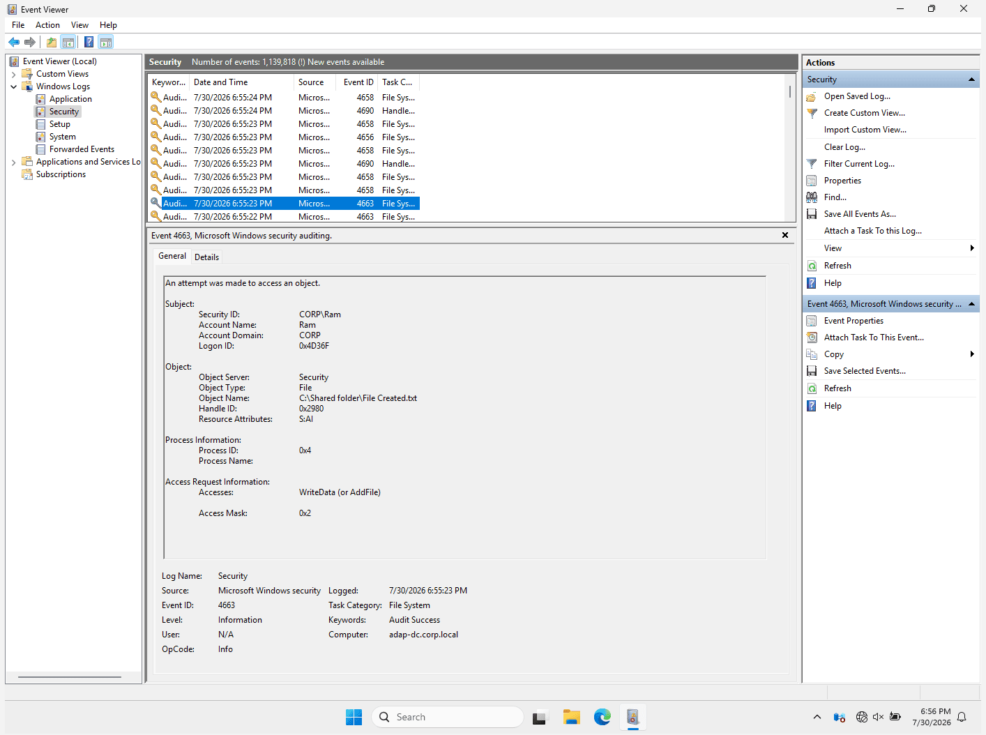 Configuring Auditing Entry
